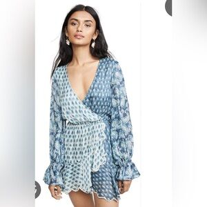 HEMANT & NANDITA Blue and Silver Thread Faux Wrap Dress